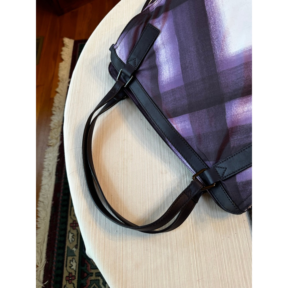 Burberry Purple/White Nylon & Leather Large Tote Bag - Picture 9 of 13